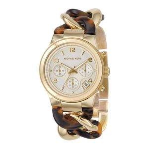Michael Kors Runway Gold and Tortoise Chain Watch